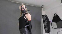  Super bondage and strappado for young model in leather 