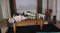  Olivia Rose Hogtied and Pump Gagged Tight 2 part - Extreme, Bondage, Caning 